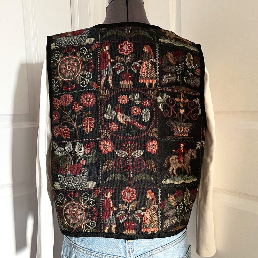 Colourful Nordic Floral Tapestry Vest by Vitabella Womens Medium - Picture 5 of 6